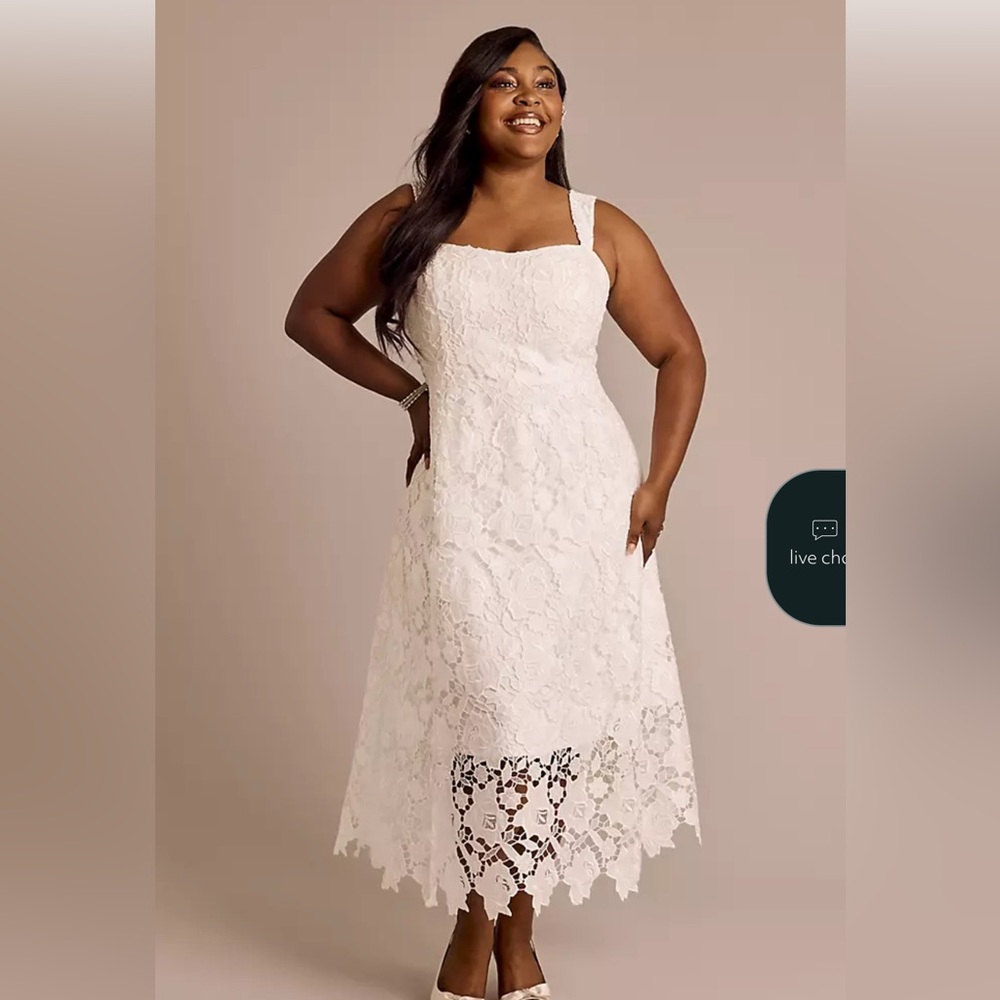 New Floral lace tank midi dress with illusion skirt. (Bridal)